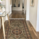 Basilica Bloom - Hand Knotted Wool Rug In Olive Green /Brown