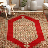 Lalish - Hand Knotted Silk Rug In Ribbon Red/Ivory