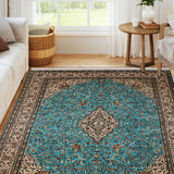 Bahareh - Hand Knotted Silk Rug In TurquoiseBlue/Ivory
