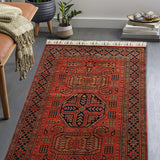 Nazanin Heriz - Hand Knotted Wool Rug In Rust Orange /Black