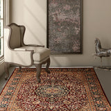 Marvella - Hand Knotted Wool Rug in Maroon /Navy Blue