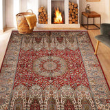 Riwaayat - Hand Knotted Silk Rug In Ribbon Red/Ivory