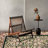 Shayra - Chain Stitch Embroidery Wool Rug In Green/Maroon