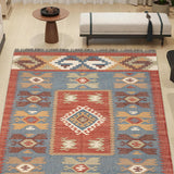 Jazba - Hand Woven Jute Rug In Red/Light Blue