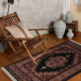 Shabnam - Hand Knotted Wool Rug In Navy Blue/Maroon