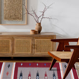 Savana - Hand Woven Cotton Rug In Maroon/Light Brown