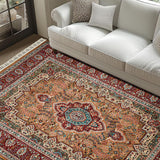 Khaaneh Bagh - Hand Knotted Wool Rug In Russet/Brick Red