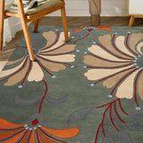 Chaharbahar - Hand Tufted Wool Rug In Sage Green/Beige