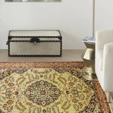 Padmini - Hand Knotted Silk Rug In Fern Green/Peach