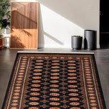 Leyla - Handknotted Wool Rug in Dark Blue/Peach