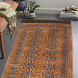 Leila - Hand Knotted Wool Rug In Copper Brown/Blue Grey