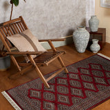 Rubai - Hand Knotted Wool Rug In Maroon/Cream