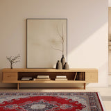 Zara - Hand Knotted Wool Rug In Crimson Red/Navy Blue