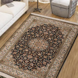 Yasamin - Hand Knotted Silk in Navy Blue/Ivory