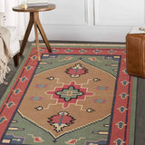 Nia - Hand Woven Cotton Rug In Green/Beige