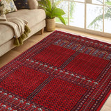 Nayyara - Hand Knotted Wool Rug in Ribbon Red/Black