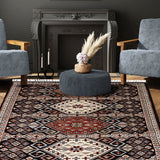 Hamrah - Hand Knotted Wool Rug In Navy Blue /Cream