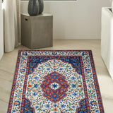 Sangria - Chain Stitch Embroidery Cotton Rug In Cream/Sangria