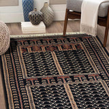 Elysian - Hand Knotted Wool Rug In Navy Blue/Mushroom Brown
