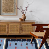 Sitara - Hand Woven Cotton Rug In  Light Blue/Navy Blue