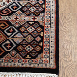 Hamrah - Hand Knotted Wool Rug In Navy Blue /Cream