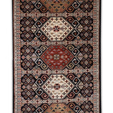 Hamrah - Hand Knotted Wool Rug In Navy Blue /Cream