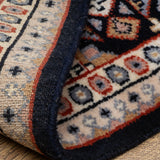 Hamrah - Hand Knotted Wool Rug In Navy Blue /Cream