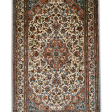 Sangam raha - Hand Knotted Silk Rug In Cream/Mushroom Brown
