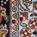 Hayat - Hand Knotted Silk Rug In Navy Blue/Cream