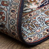 Hayat - Hand Knotted Silk Rug In Navy Blue/Cream