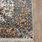 Naqsh-e-Gul -Hand Knotted Silk Rug In  Cream/Light Orange