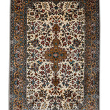 Naqsh-e-Gul -Hand Knotted Silk Rug In  Cream/Light Orange
