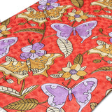 Parwana - Chain Stitch Embroidery Cotton Rug In Bright Red/Lilac