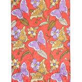 Parwana - Chain Stitch Embroidery Cotton Rug In Bright Red/Lilac