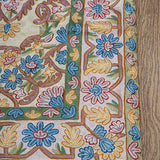 Jahanara - Chain Stitch Embroidery Cotton Rug In Cream/Sand Brown