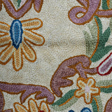 Jahanara - Chain Stitch Embroidery Cotton Rug In Cream/Sand Brown
