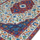 Sangria - Chain Stitch Embroidery Cotton Rug In Cream/Sangria