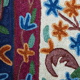 Sangria - Chain Stitch Embroidery Cotton Rug In Cream/Sangria