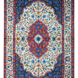 Sangria - Chain Stitch Embroidery Cotton Rug In Cream/Sangria