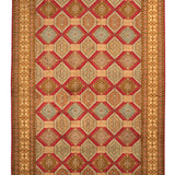 Safaviya - Hand Knotted Silk Rug In Red/Gold