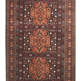 Yulduz - Hand Knotted Wool Rug In Navy Blue/ Rust