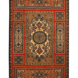 Anara - Hand Knotted Wool Rug In  Navy Blue/ Orange