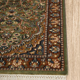 Basilica Bloom - Hand Knotted Wool Rug In Olive Green /Brown
