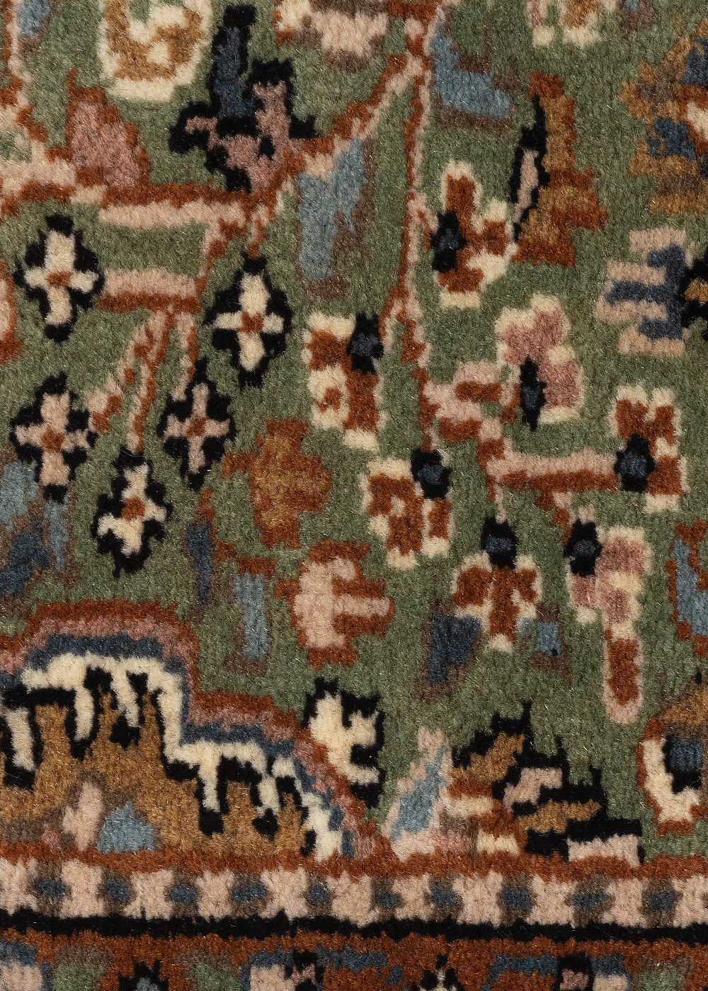 Basilica Bloom - Hand Knotted Wool Rug In Olive Green /Brown