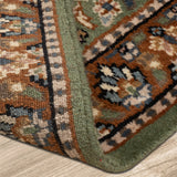 Basilica Bloom - Hand Knotted Wool Rug In Olive Green /Brown
