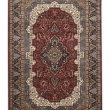 Lalzar - Hand Knotted Wool Rug In  Sangria Maroon/Cream