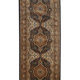 Persian Paradise - Hand Knotted Wool Rug In Mushroom Brown/Navy Blue