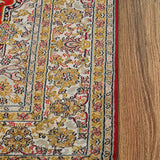 Shokh-e-Farhang - Hand Knotted Silk Rug In Red/Cream
