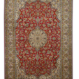 Shokh-e-Farhang - Hand Knotted Silk Rug In Red/Cream