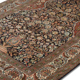 Barqash - Hand Knotted Silk Rug In Antique Blue/Burnt Orange